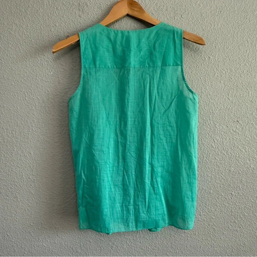 J. Crew Smocked‎ Cotton Tank Size 2 Seafoam Green